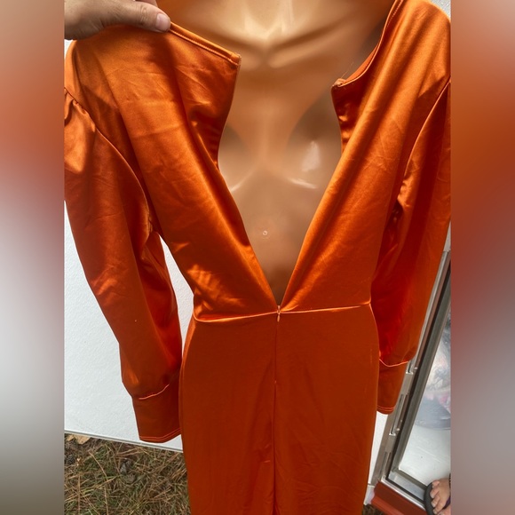 Orange BAE Cut Out Front slit Bodycon Dress size Medium boho - Picture 4 of 5